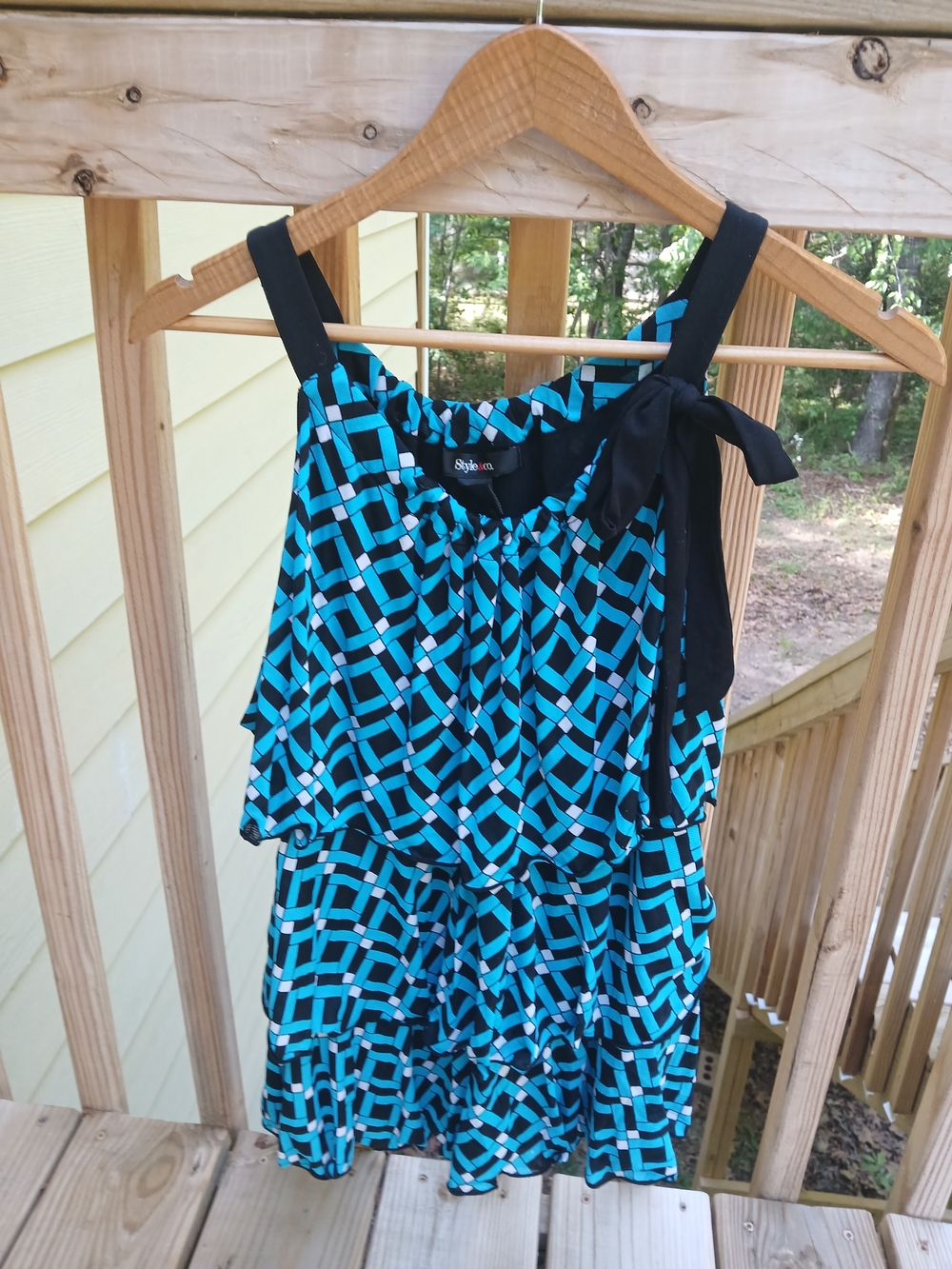 Style & Co. Blue and Black Geometric Tank Top
